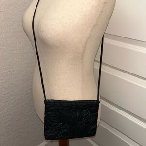 La Regale Beaded Embellished Satin Shoulder Evening Purse Bag
